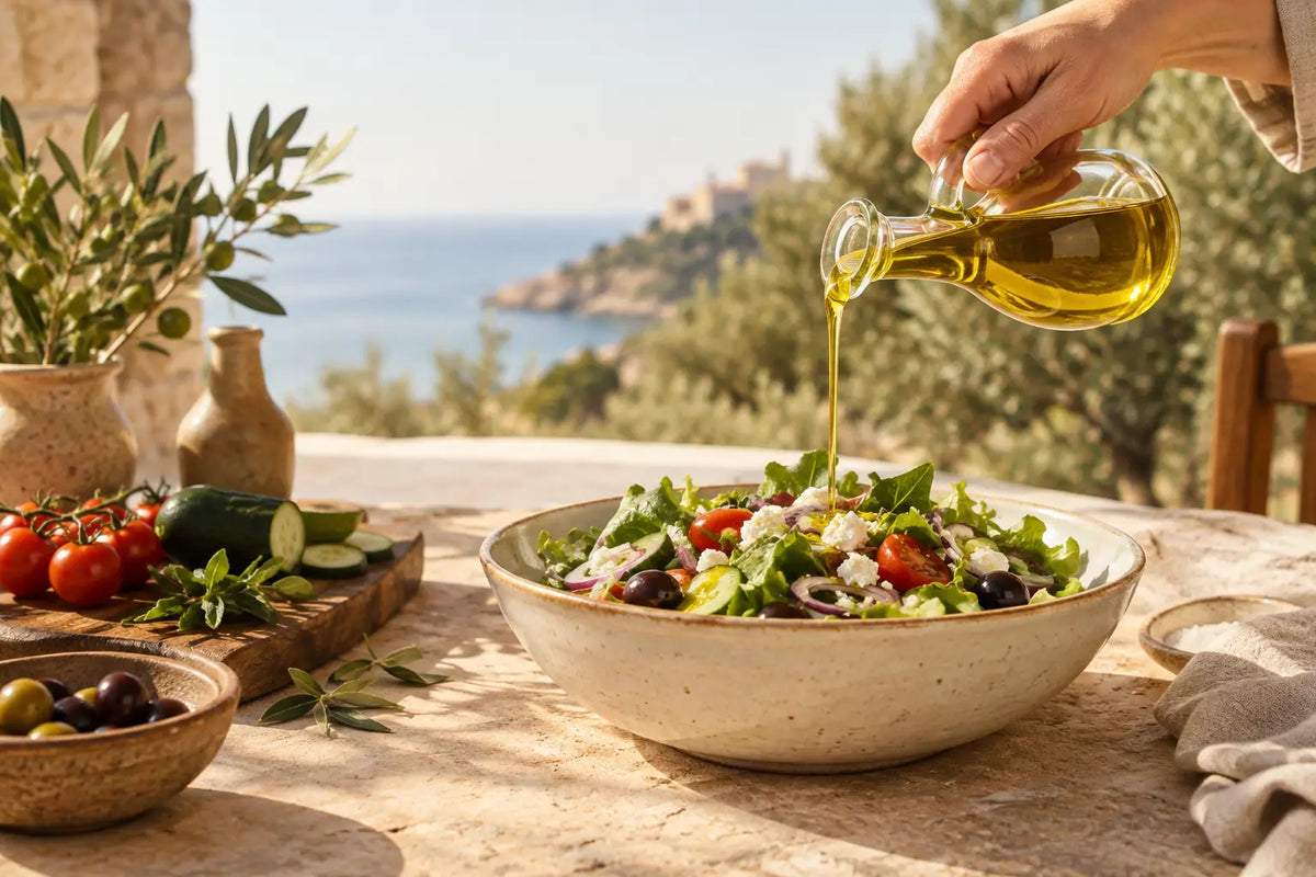 Olivenöl im Salat dosieren: die richtige Menge