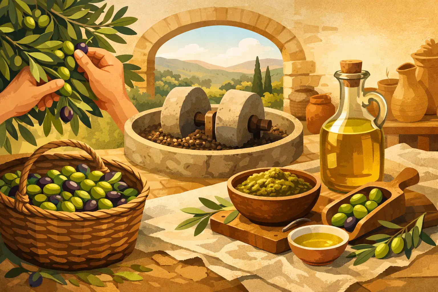 Koroneiki Ernte Praxisbeispiel aus der Olivenmühle