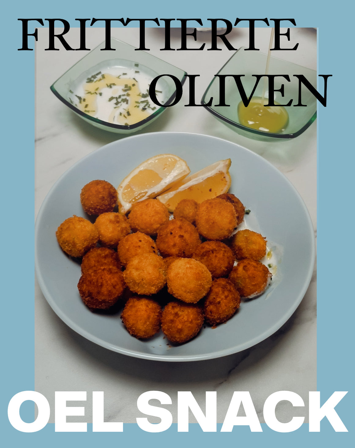 Bild von frittierten snack oliven mit dip
