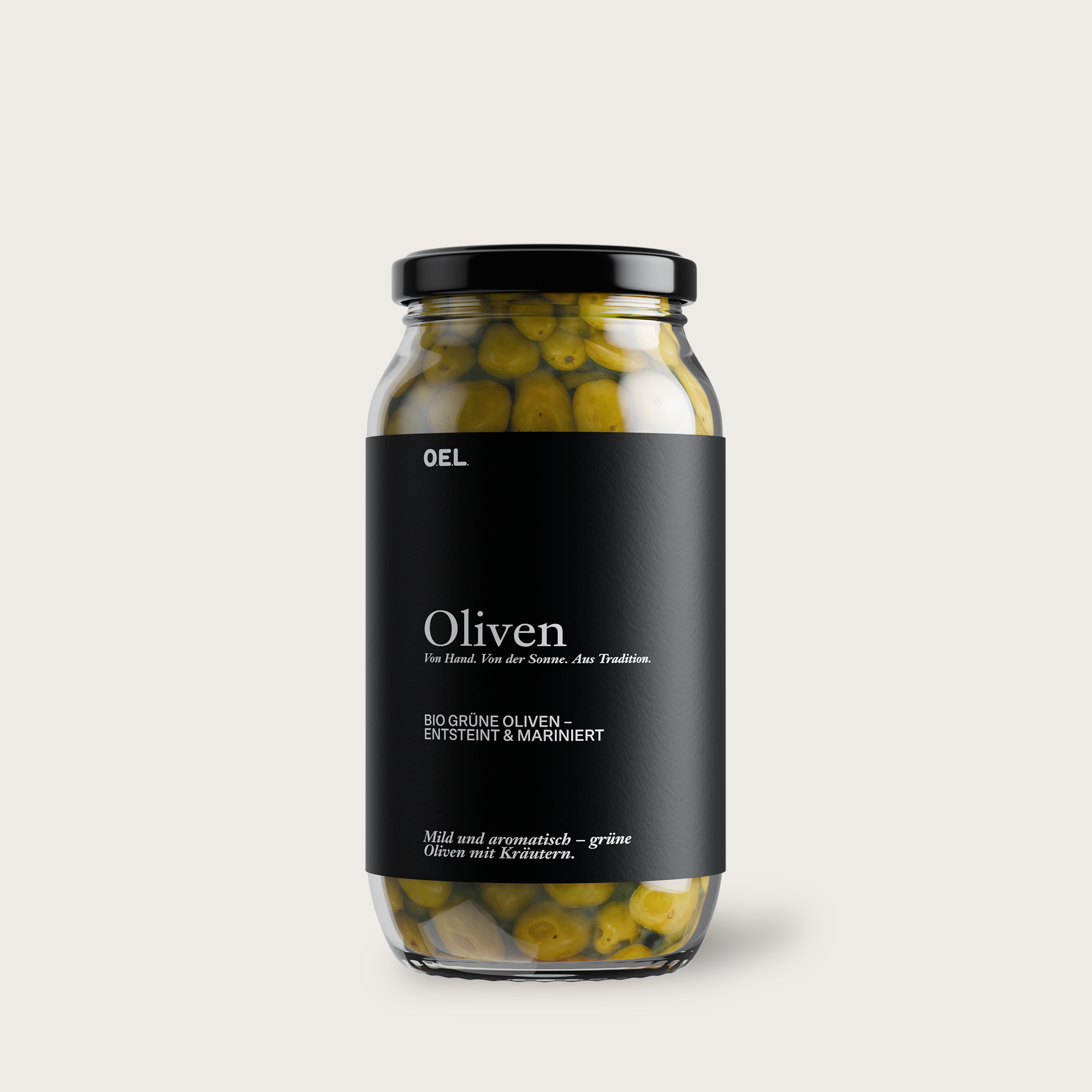 OELiven Green 500 g - Olives vertes bio aux herbes