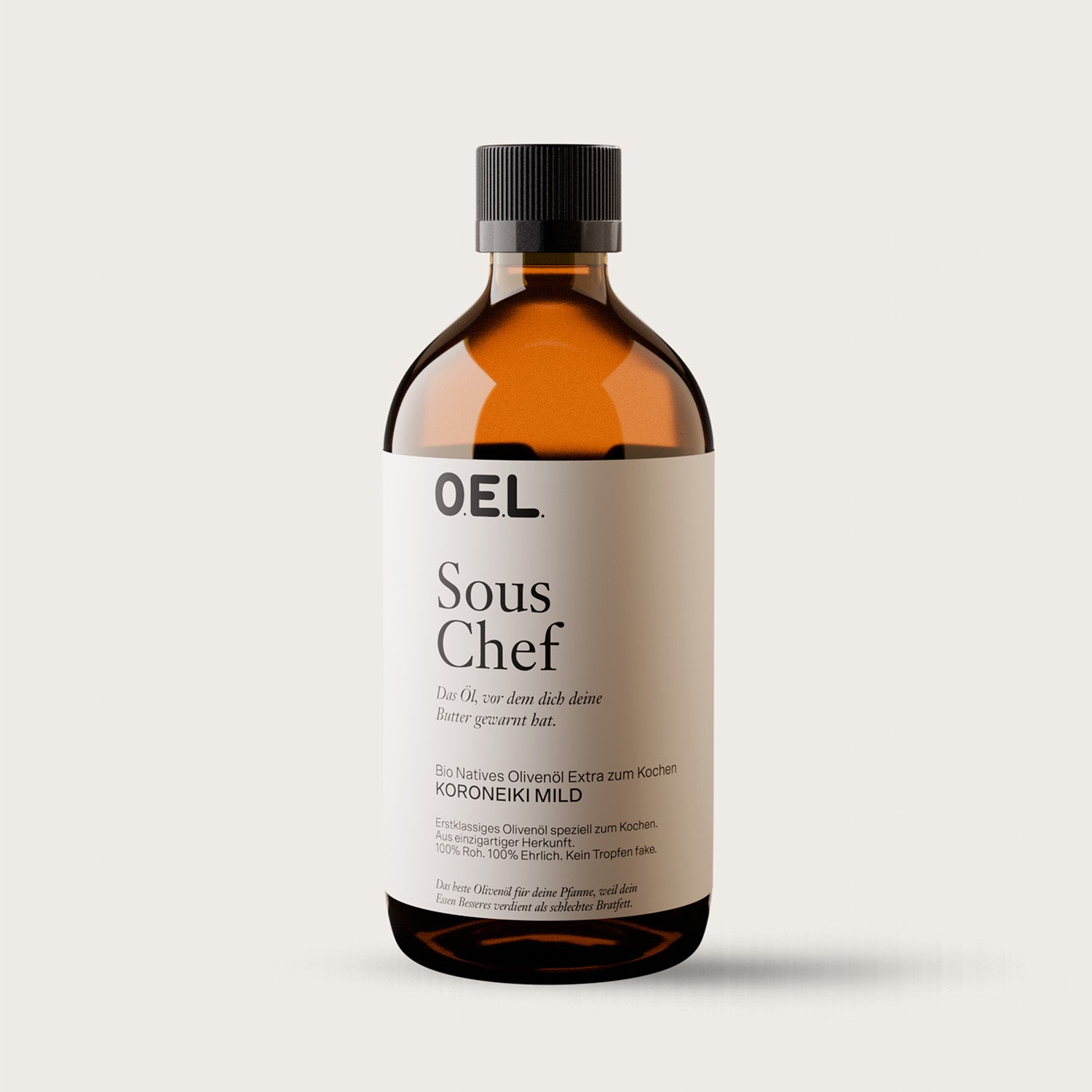 Olivenöl Sous Chef besonders mild zum Kochen in einer coolen Apothkerflasche ähnlich wie Aesop Kosmetik