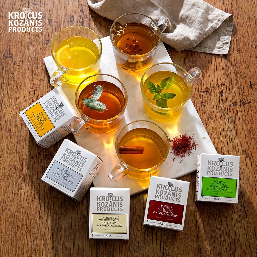 Bio Tee mit Salbei, Zitonenverbene und Safran - OEL - Griechische Produkte und Olivenöl - OELfriends - Krocus Kozanis Safranprodukte