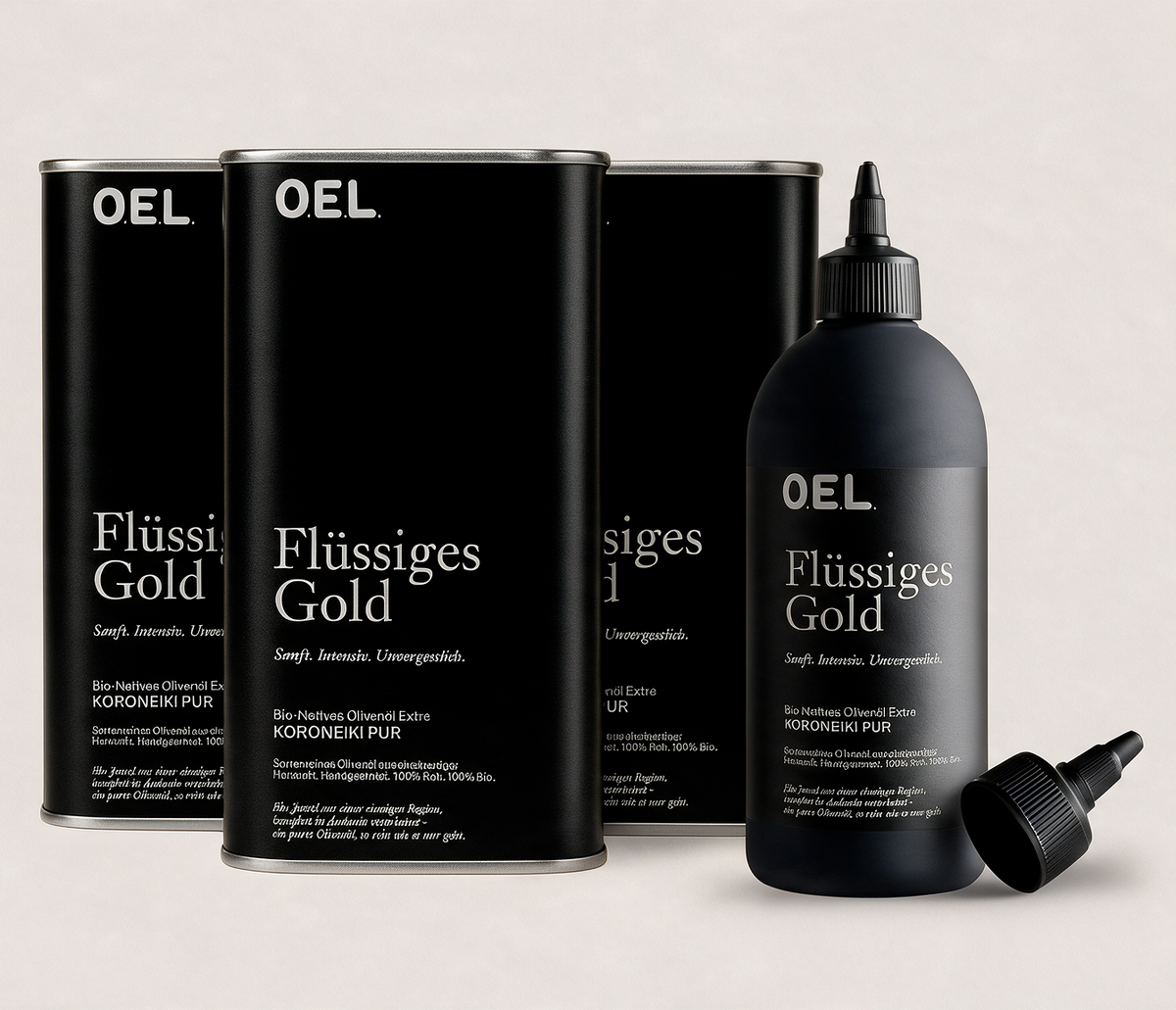 Trippelpack Flüssiges Gold 1 l + Squeezeflasche, leer (gratis)