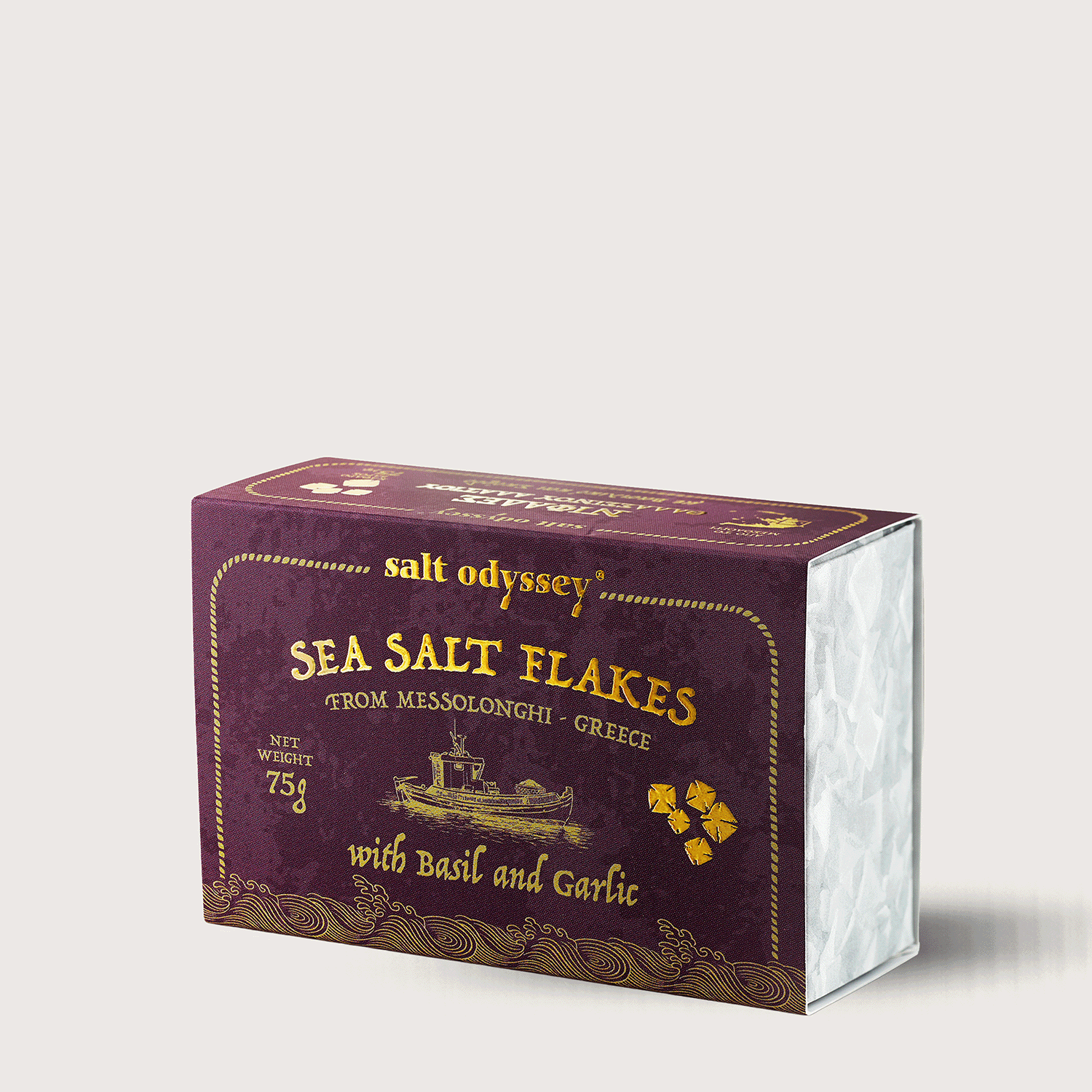 Flocons de sel de mer de Messolonghi Basilic et Ail - 75 g