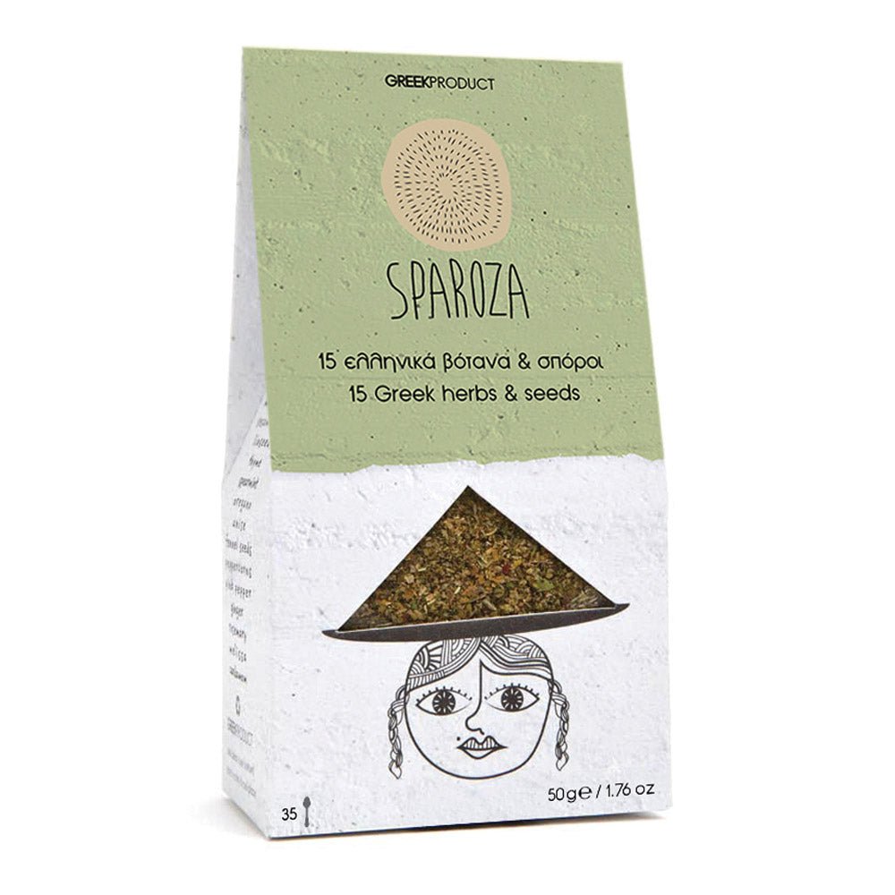 15 Griechische Kräuter und Samen Würzmischung 50 g - OEL - Griechische Produkte und Olivenöl - Bestandsartikel red. MWST (7%) - Sparoza