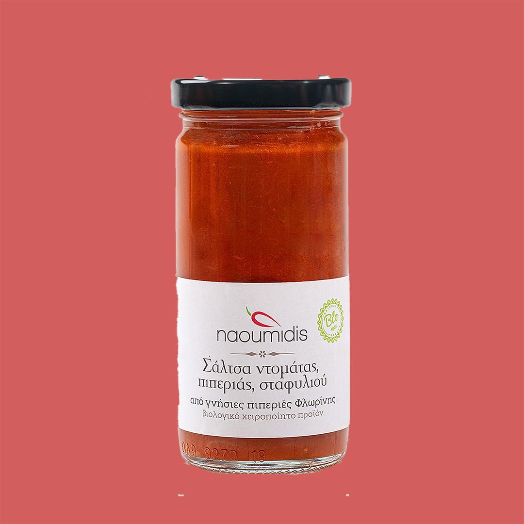 Bio Salsa - Paprika, Tomate, Traube - OEL - Griechische Produkte und Olivenöl - Bestandsartikel red. MWST (7%) - Naoumidis Paprikaprodukte