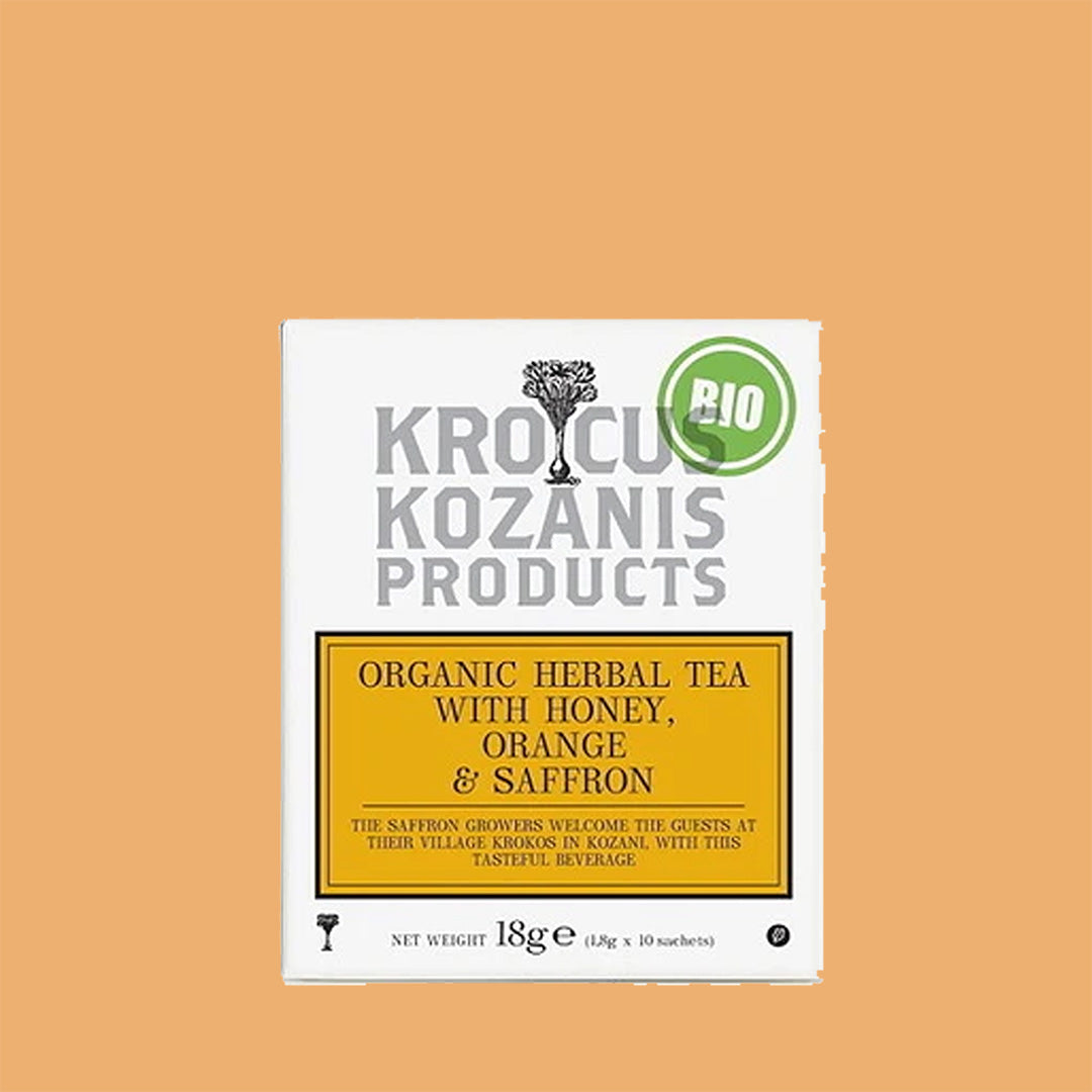 Organic tea with honey, orange and saffron