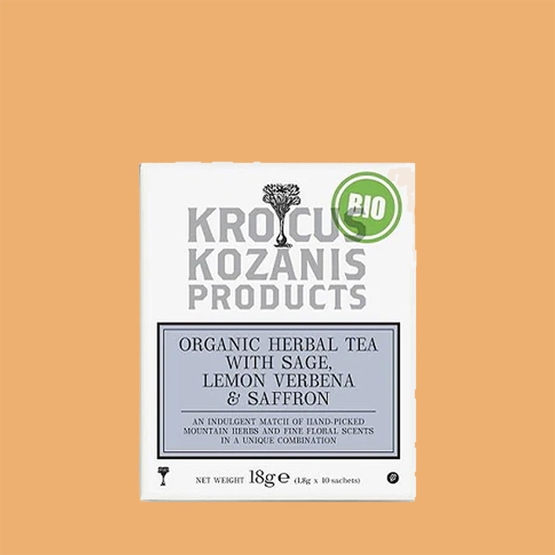 Organic tea with sage, lemon verbena and saffron